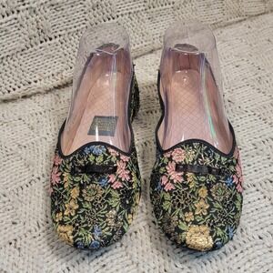 Vintage Daniel Green Comfy Slippers Women's Size‎ 6 Floral Tapestry Made in USA